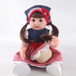 22 Inch Sweet Country Girl Reborn Doll - Polka Dot & Plaid Dress, Bubble Sleeves, Waist Bow
