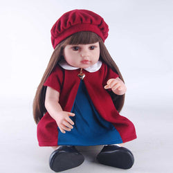 20-Inch Chic Reborn Doll – European-Style Ensemble, Red Beret & Gold Pendant