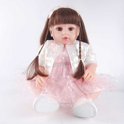 20" Delicate Reborn Doll – Pink Sparkle Tulle Dress, Pearl Jacket & Romantic Hair Accessory