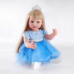 22 Inch Premium Reborn Baby Girl - Elegant Pearl Crown, Ice Blue Tulle Dress, Gray Eyes & Blonde Hair