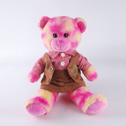 Cheerful Colorblock Teddy - Red Gingham Top + Brown Outfit