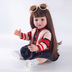 Fashionista Reborn Baby - Statement Pink Coat over Navy Dress (Includes Shades)