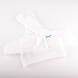 The white pullover sweatshirt is casual and fashionable