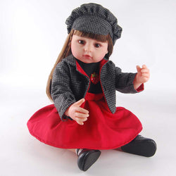 22" Classic Reborn Doll - Black/Red Tartan Outfit + Leather Shoes (Complete Set)