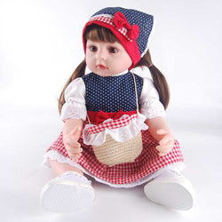 22 Inch Sweet Country Girl Reborn Doll - Polka Dot & Plaid Dress, Bubble Sleeves, Waist Bow