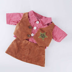 Cheerful Colorblock Teddy - Red Gingham Top + Brown Outfit