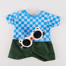 Plush Toy Outfit - Gingham Shirt & Athletic Shorts