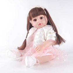 20" Delicate Reborn Doll – Pink Sparkle Tulle Dress, Pearl Jacket & Romantic Hair Accessory