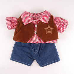 Checkered Shirt + Brown Vest & Jeans - Trendy 3-Piece Set