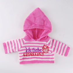 Vibrant Red-Yellow Bear Plush - Pink & White Striped Knit Sweater