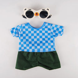Plush Toy Outfit - Gingham Shirt & Athletic Shorts