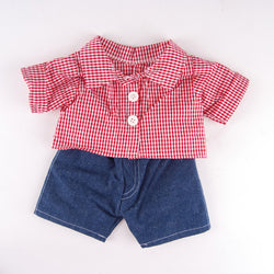 Checkered Shirt + Brown Vest & Jeans - Trendy 3-Piece Set