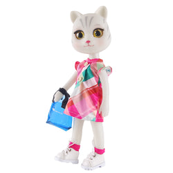 Milly Cat  vinyl doll lively kitten singer image yellow eyes plaid dress