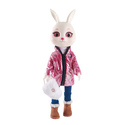 Snowy Bunny vinyl dolls, cute bunnies, skiers, snow boots