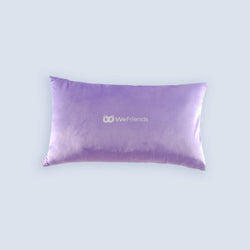 Solid blue back side of the WeFriends Bearlu Bear rectangular cushion