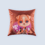 WeFriends Dolly dog galaxy brown square pillow front view