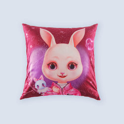 WeFriends Luna unicorn galaxy blue square pillow front view
