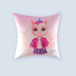 WeFriends Luna unicorn pink gradient square pillow front view