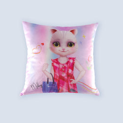 WeFriends Milly cat pink gradient square pillow front view