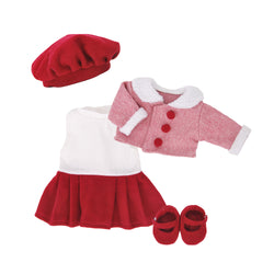Winter red coat white&red dress with red beret and shoes - 15" girl doll cloth - 15Y030F