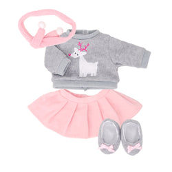 Winter outfits grey sweater pink skirt set - 15" girl doll cloth - 15Y029F