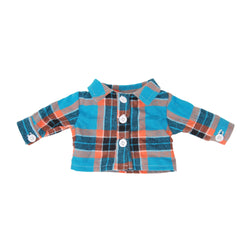 Blue plaid shirt blue skirt with white pearl and blue shoes - 15" girl doll cloth - 15Y032F