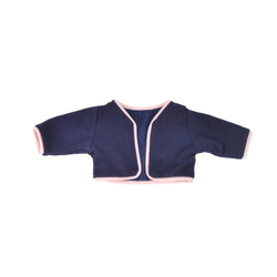 Spring outfits navy coat pink dress navy shoes - 15" girl doll cloth - 15Y055F